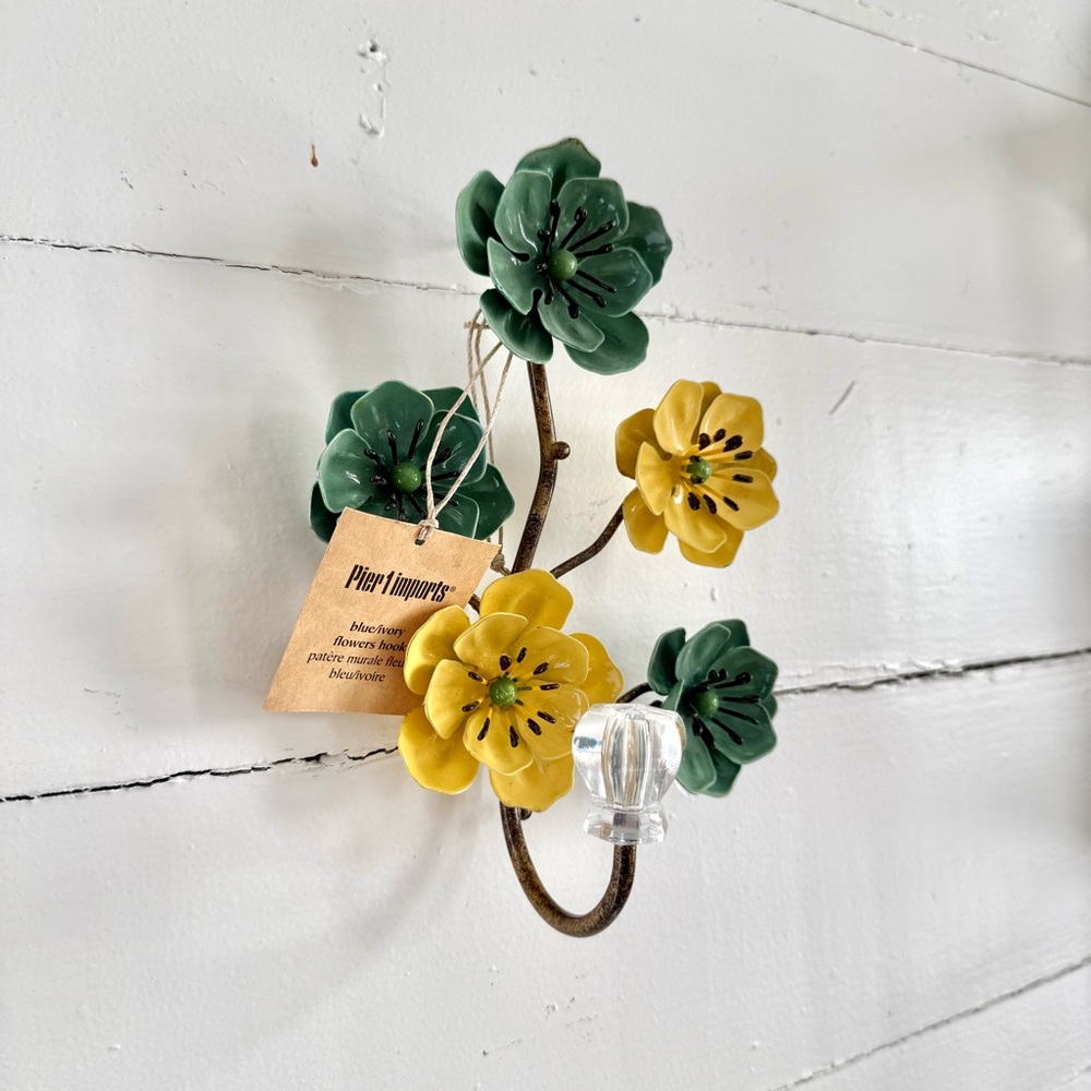 Pier 1 Green and Yellow Floral Wall Hook